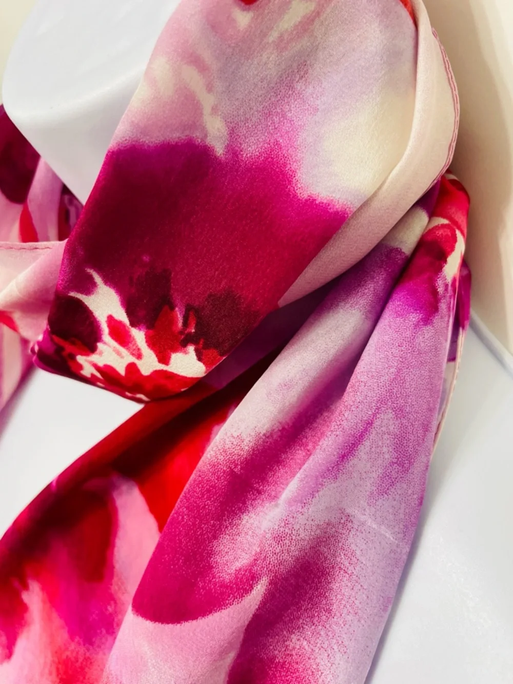 Jones New York Pink Coquette Silk Floral Flowy Women's Scarf Fairy Quiet Luxury